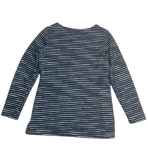 Tommy Bahama Women’s Tunic Sweater Lace up Navy Ivory Stripe Size Small EUC - Picture 2 of 6